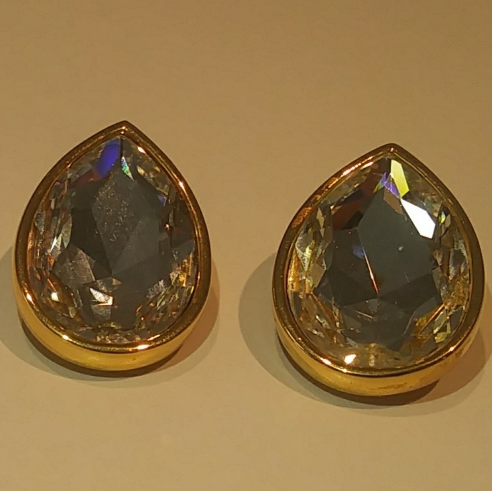 Swarovski Earrings Big Teardrop Crystal Signed SAL